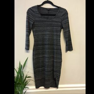 Tri-blend bodycon 3/4 sleeve dress w/ thigh slit